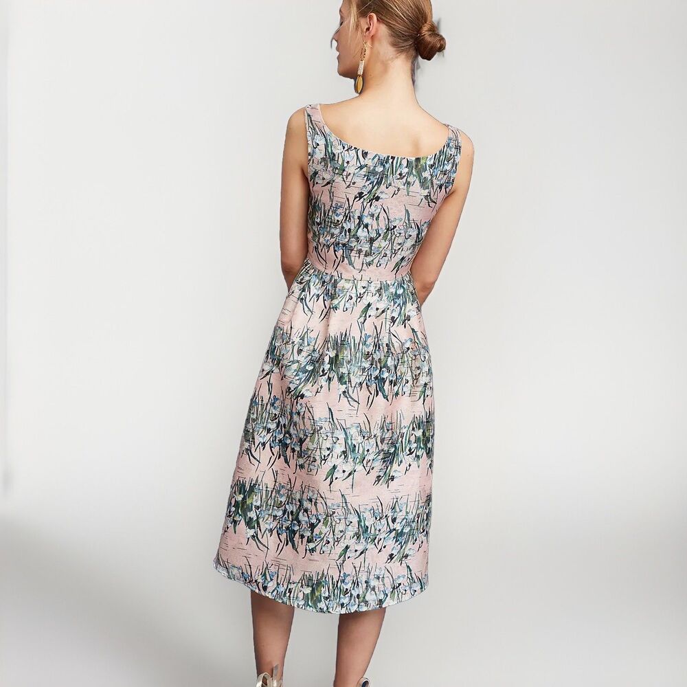 Anthropologie Eva Franco Floral Jacquard Dress 00 Pink Kentucky Derby Wedding - Picture 2 of 13